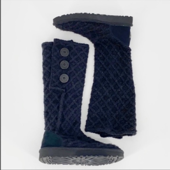 UGG Latice Cardy Knit Flat Crochet Knee High Boots - Picture 1 of 9